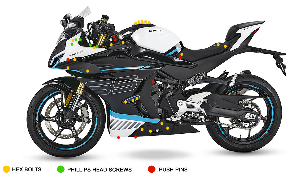 CFMOTO 450SS fairing removal and disassembly